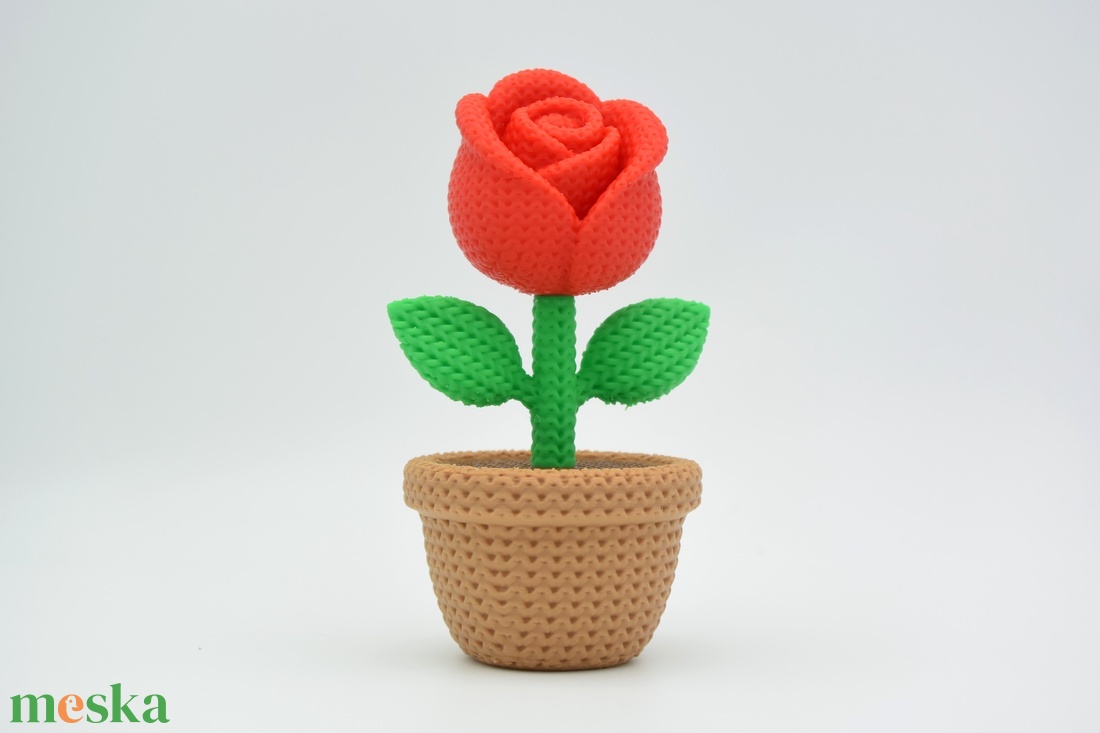 Kötött hatású műanyag rózsa kaspóban � örök virág dekoráció - otthon & életmód - virágdekoráció - virágdíszek - asztali virágdísz - Meska.hu