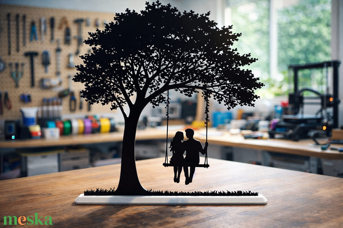 Szerelmespár hintán � fa alatt, modern sziluett dekoráció -  - Meska.hu