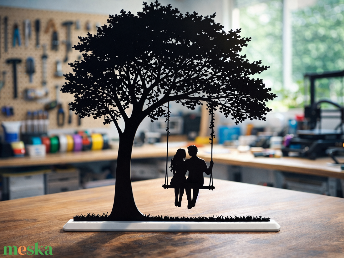 Szerelmespár hintán � fa alatt, modern sziluett dekoráció -  - Meska.hu