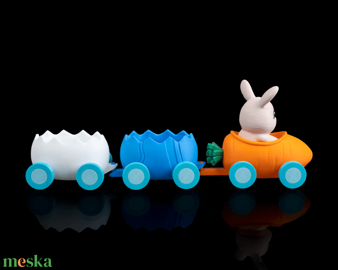 Húsvéti Csokitartó Nyuszivonat  - ünnepi díszek, dekorációk - húsvéti díszek és dekorációk - Meska.hu