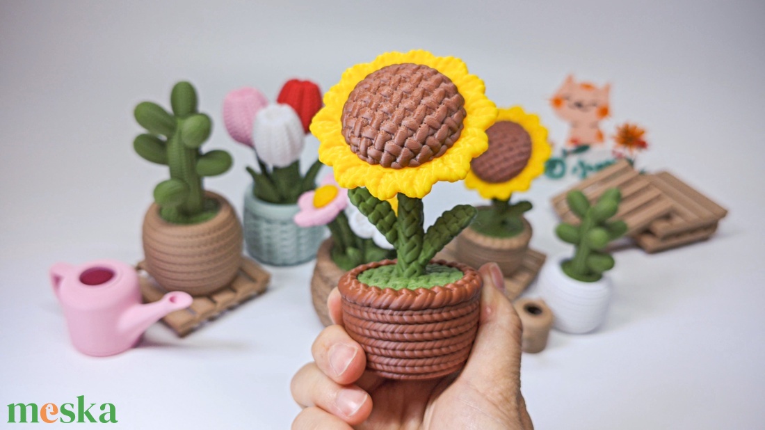 Kötött hatású cuki virágok - otthon & életmód - virágdekoráció - virágdíszek - asztali virágdísz - Meska.hu
