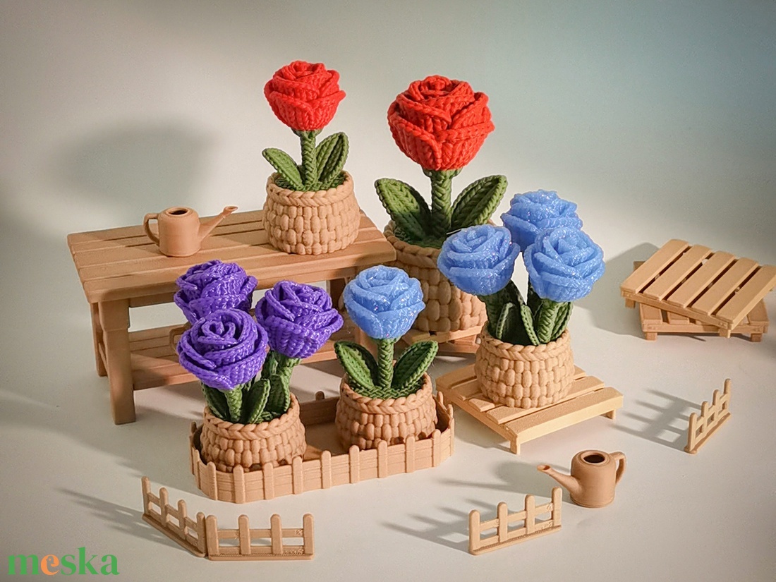 Kötött hatású cuki Rózsák - otthon & életmód - virágdekoráció - virágdíszek - asztali virágdísz - Meska.hu