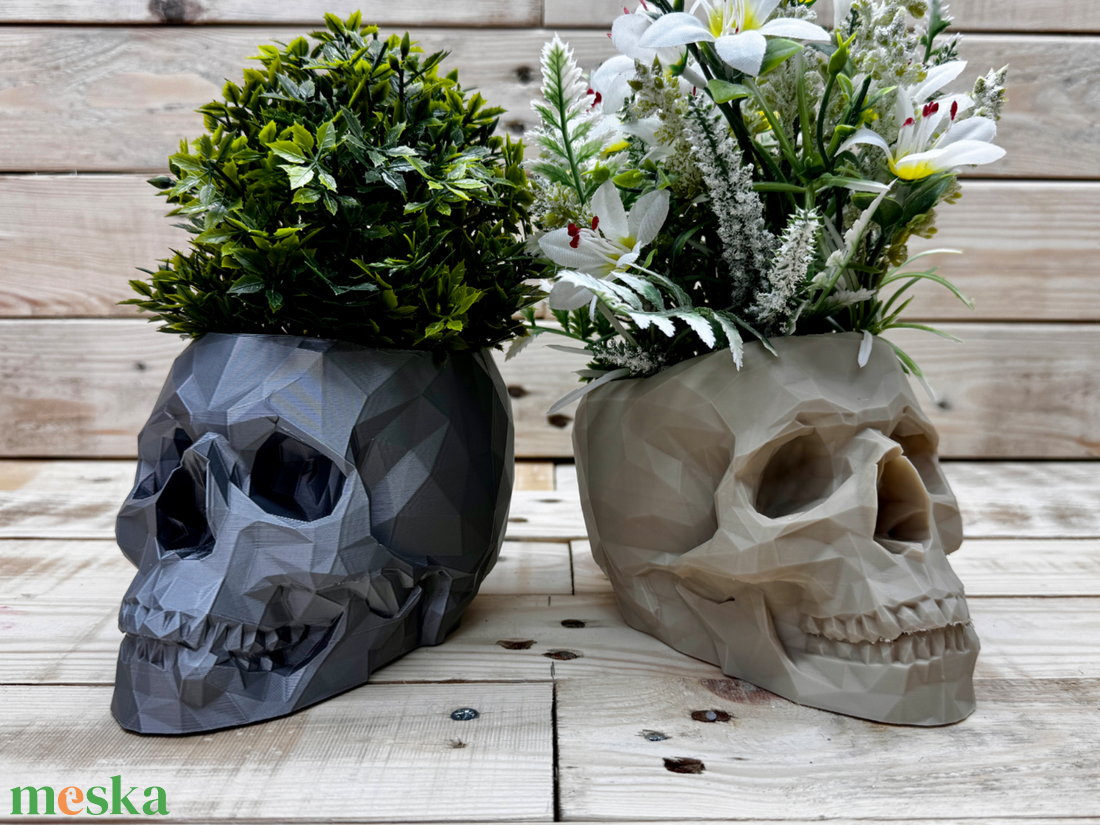 Koponyás Low Poly Ültető - otthon & életmód - virágdekoráció - virágtartó - kaspó - Meska.hu