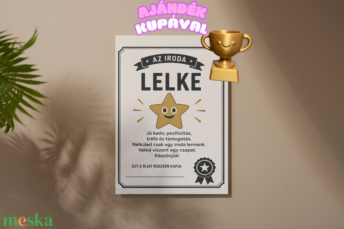 Vicces személyre szabható Oklevél Kollégáknak Ajándék kupával - művészet - grafika & illusztráció - művészi nyomat - Meska.hu
