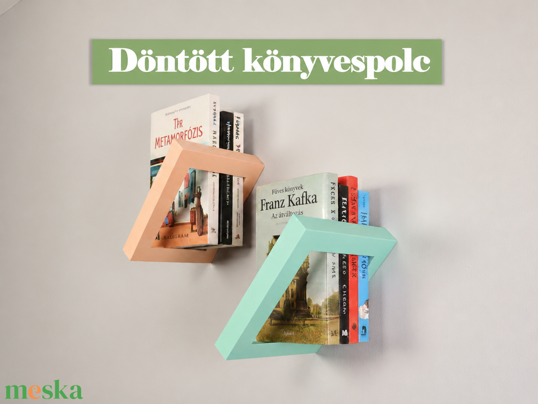 Döntött Minimalista Könyvelpolc - otthon & életmód - dekoráció - asztal és polc dekoráció - könyvtámasz - Meska.hu
