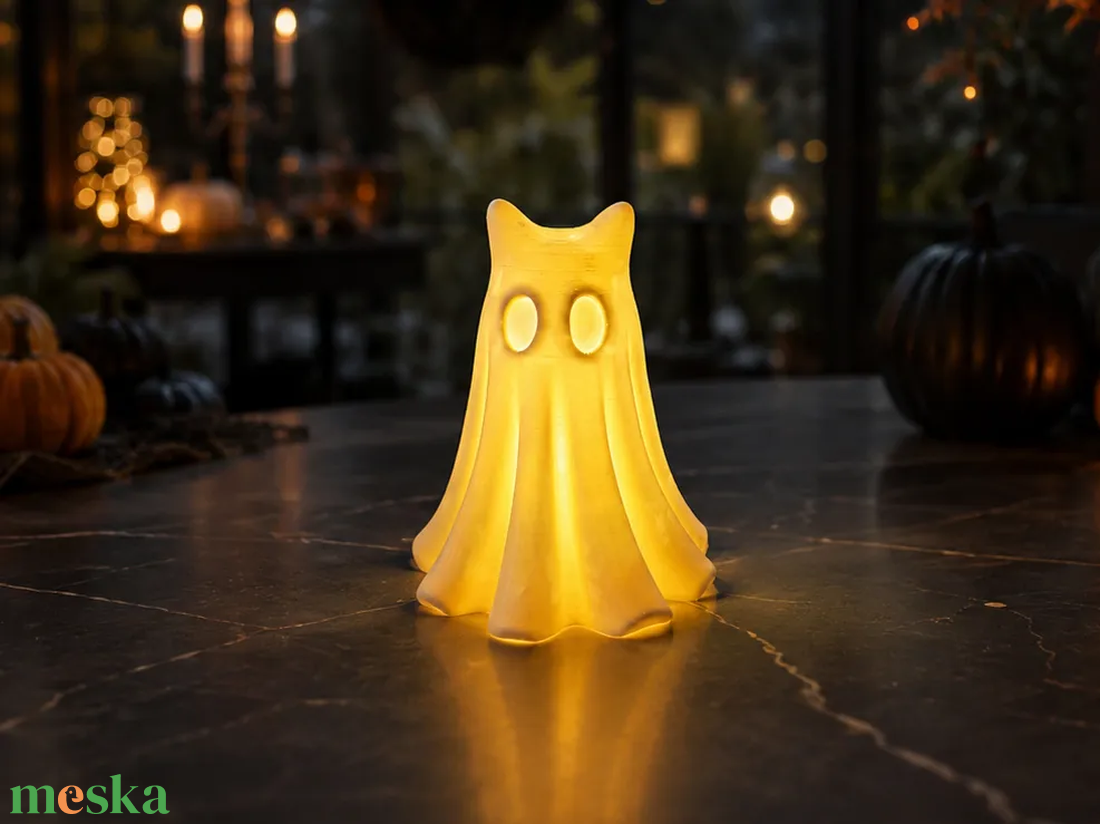 Kicsi Világító Cuki Cicás Szellem Polcdísz - otthon & életmód - dekoráció - halloween - halloweeni dekoráció - Meska.hu