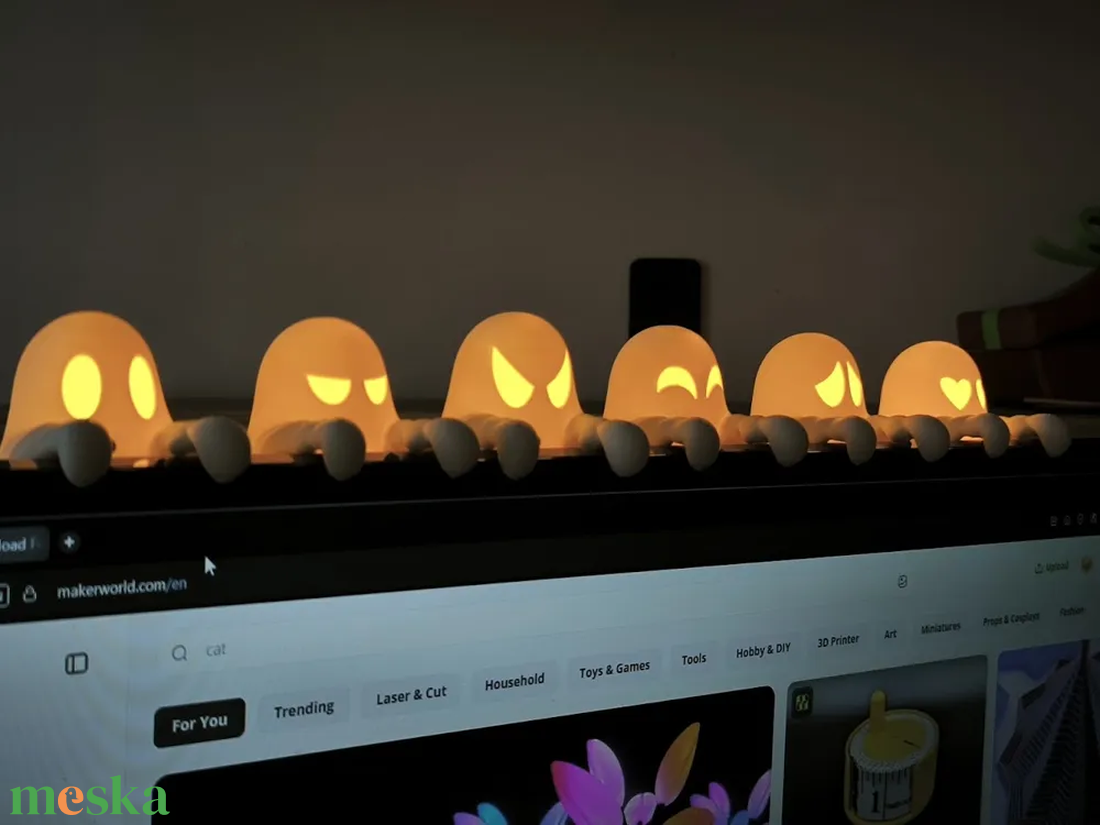 Kicsi Világító Szellem Monitor Dísz - otthon & életmód - dekoráció - halloween - halloweeni figurák - Meska.hu