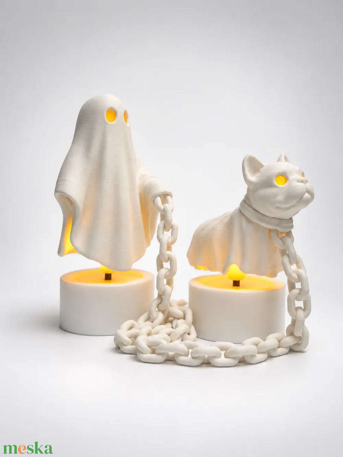 Világító Francia Bulldog Szellemmel - otthon & életmód - dekoráció - halloween - halloweeni figurák - Meska.hu