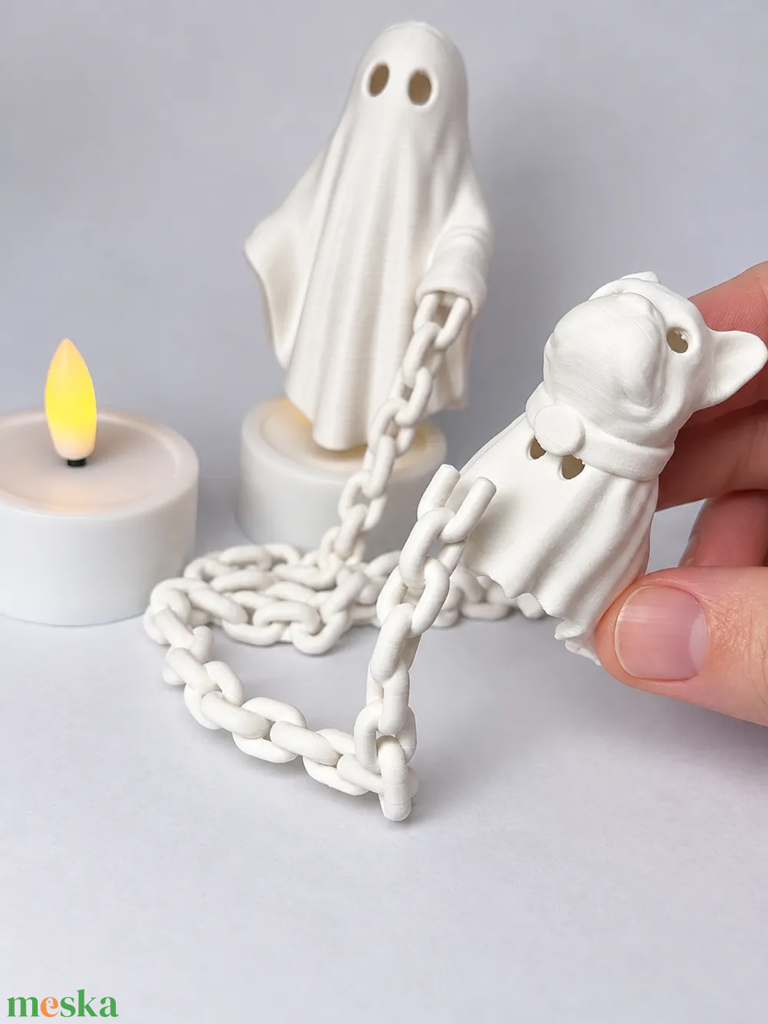 Világító Francia Bulldog Szellemmel - otthon & életmód - dekoráció - halloween - halloweeni figurák - Meska.hu