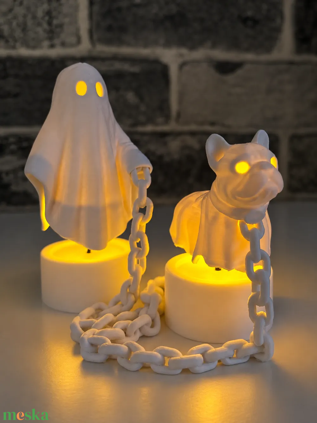 Világító Francia Bulldog Szellemmel - otthon & életmód - dekoráció - halloween - halloweeni figurák - Meska.hu