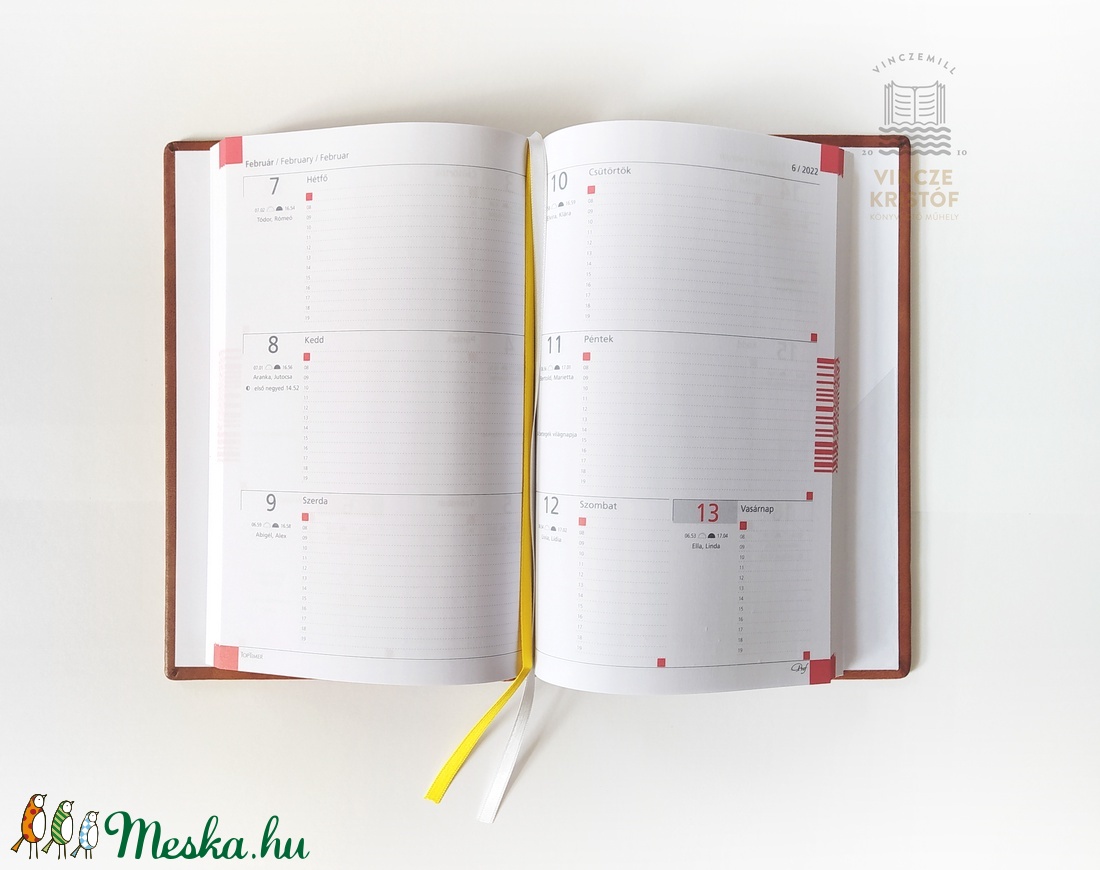 Névre szóló 21'-22' naptár, prof tanári zsebkönyv, pedagógus/diák naptár, valódi bőr borítás, A5, heti - otthon & lakás - papír írószer - naptár & tervező - Meska.hu
