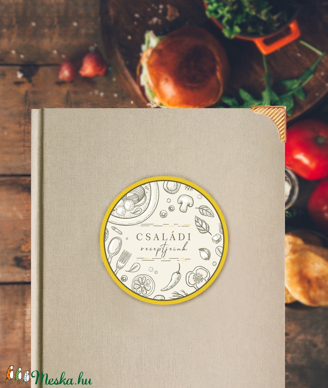 RECEPTKÖNYV, süllyesztett kör grafikával, Családi receptkönyv, szakácskönyv, Mama receptjei - karácsony - karácsonyi sütés-főzés - Meska.hu