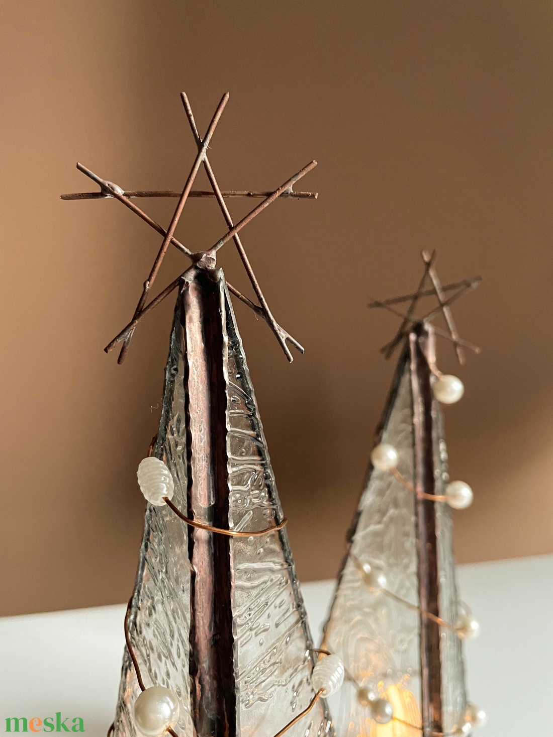 Tiffany technikával készült üvegmécses sett, 2 db üvegdísz, led mécses - otthon & életmód - dekoráció - asztal és polc dekoráció - díszüveg - Meska.hu