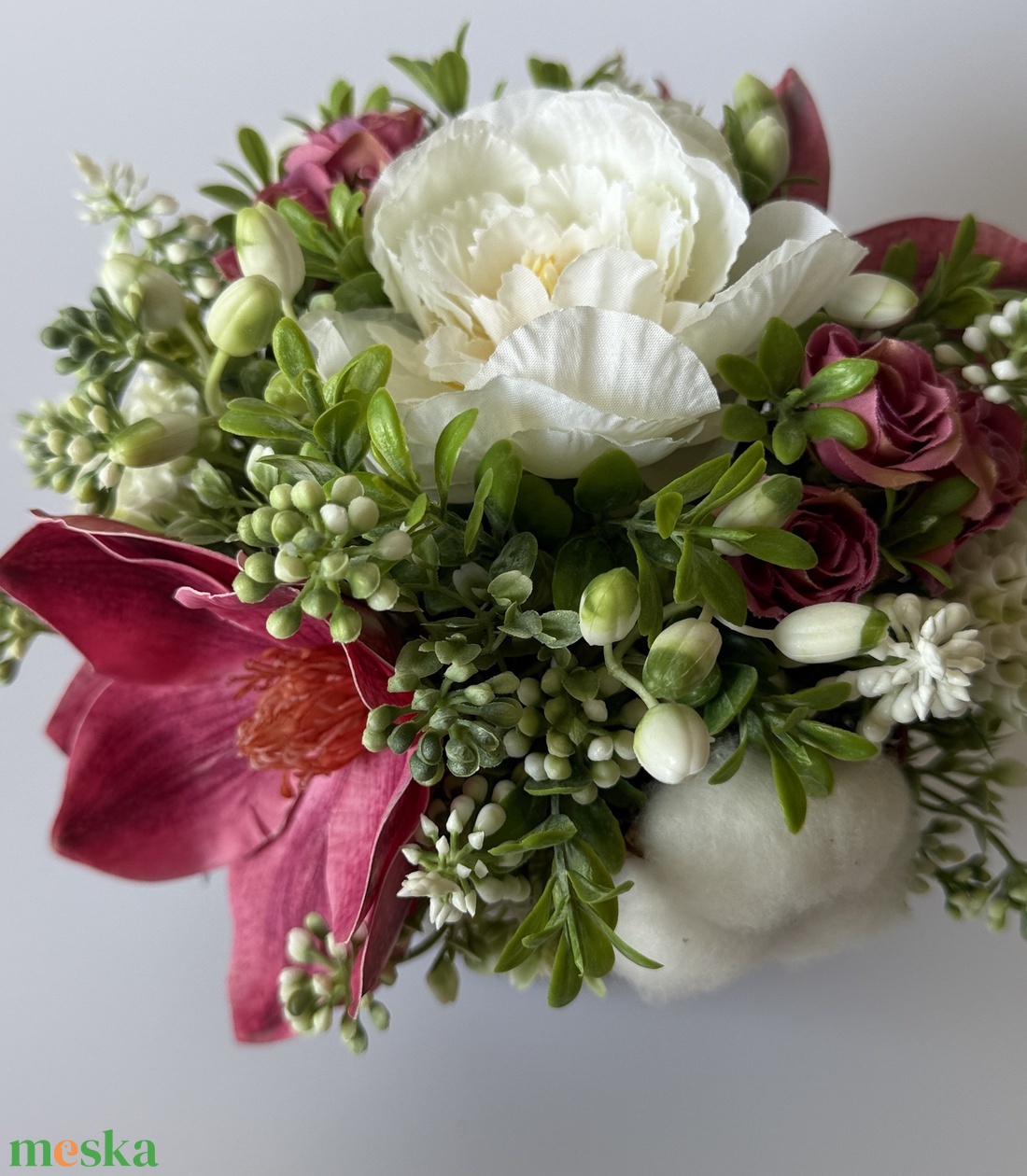 Tavaszi asztaldísz magnóliával és gyapotvirággal - otthon & életmód - dekoráció - asztal és polc dekoráció - asztaldísz - Meska.hu