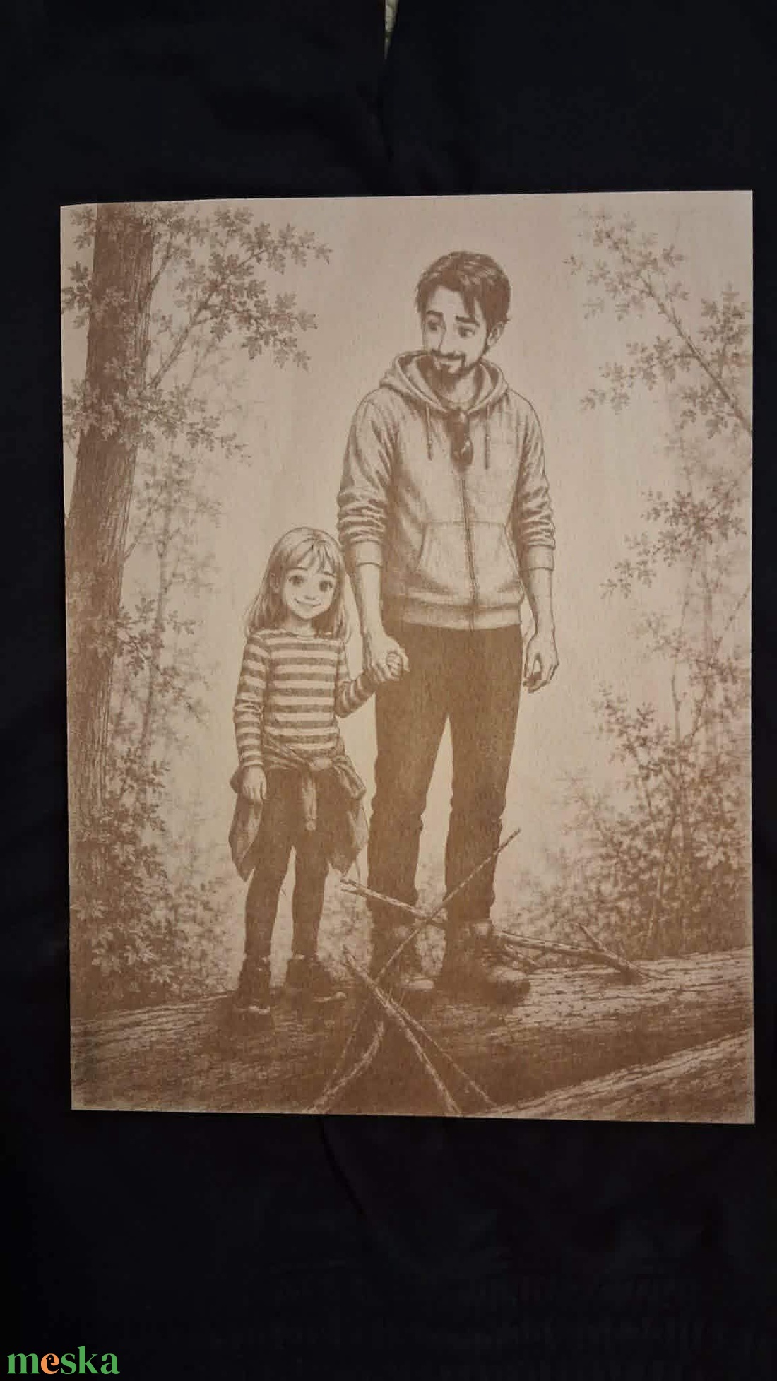 Fotóból készült illusztráció gravírozása fára � egyedi családi ajándék (28cmx38cm) - otthon & életmód - dekoráció - kép & falikép - táblakép - Meska.hu