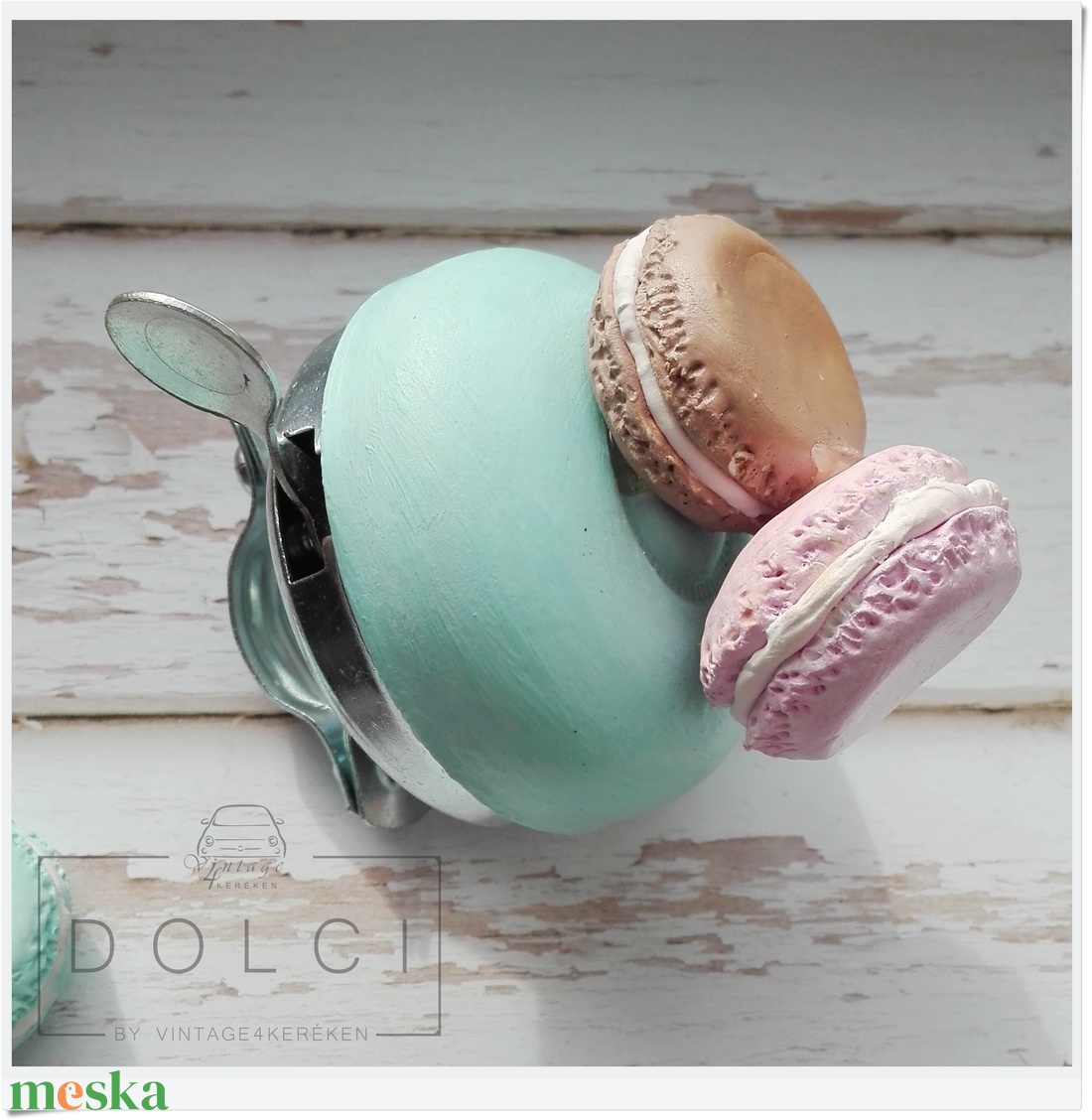 Vintage bike bell - egyedi biciklicsengő macaronnal - játék & sport - sport és kikapcsolódás - kerékpározás - Meska.hu