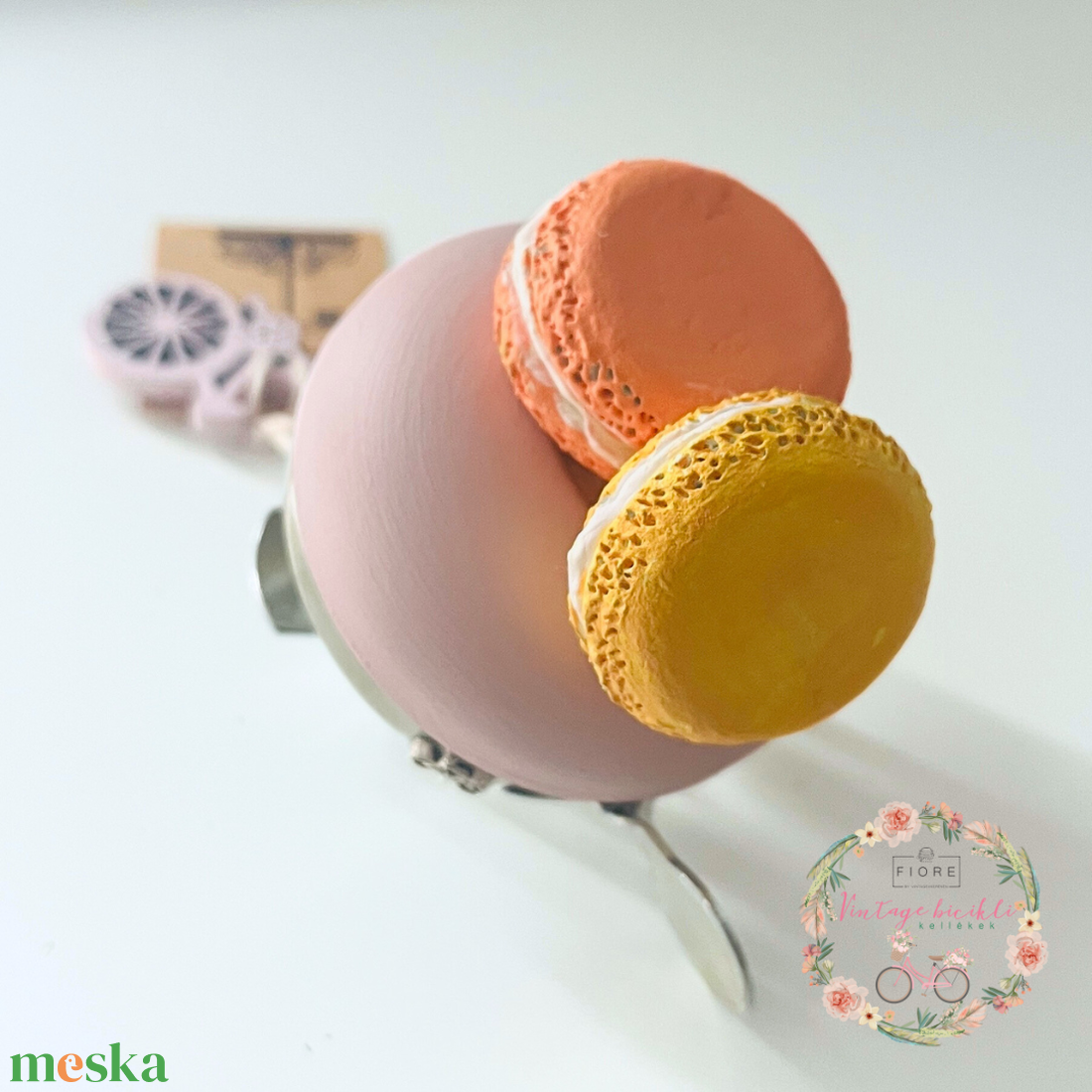 Macaron kollekció 2024 nyár - egyedi bicikli csengő macaronnal - rózsaszín  - játék & sport - sport és kikapcsolódás - kerékpározás - Meska.hu