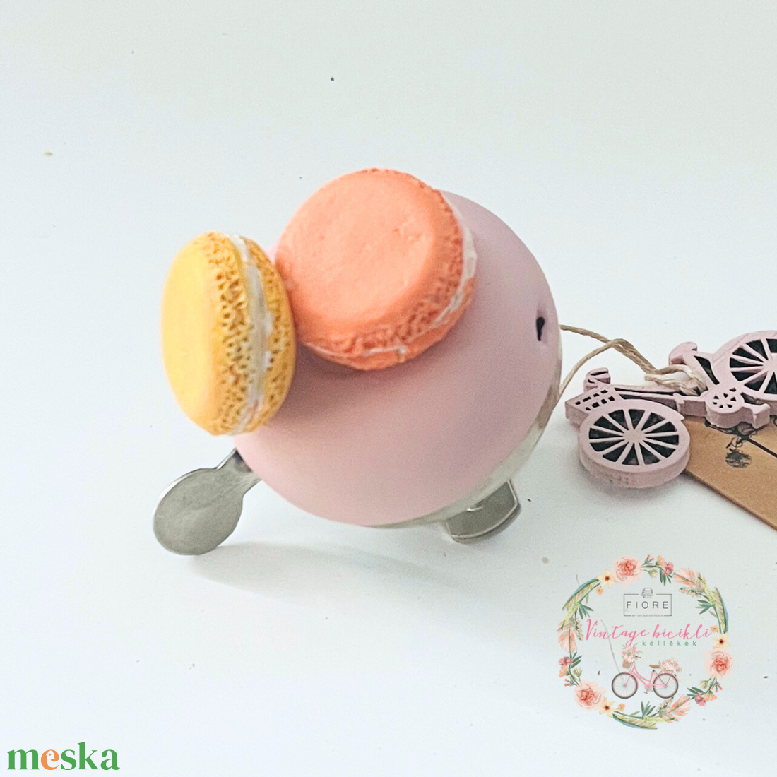 Macaron kollekció 2024 nyár - egyedi bicikli csengő macaronnal - rózsaszín  - játék & sport - sport és kikapcsolódás - kerékpározás - Meska.hu