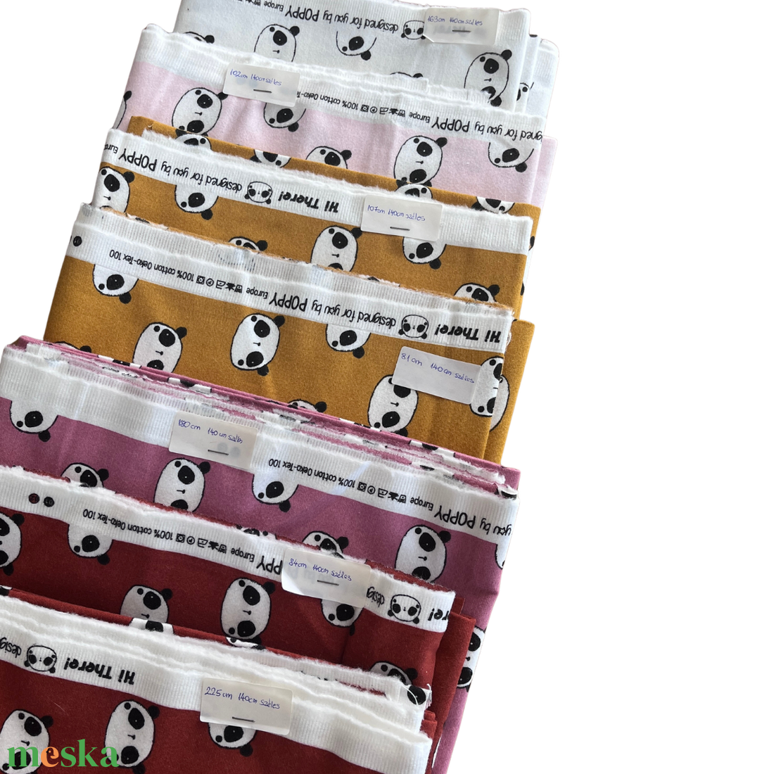 Poppy HI THERE Panda mintás designer pamutflanel � Limitált anyagdarabok (OEKO-TEX) - kellékek & szerszámok - méteráru - anyagcsomag - Meska.hu