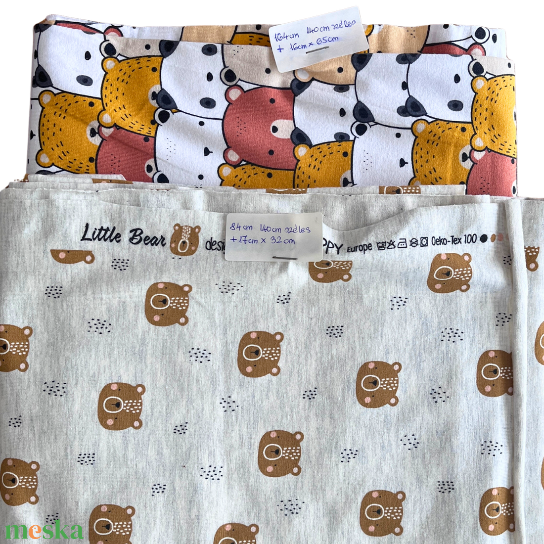Poppy LITTLE BEAR designer és maci mintás jersey � Limitált anyagdarabok (OEKO-TEX) - kellékek & szerszámok - méteráru - anyagcsomag - Meska.hu