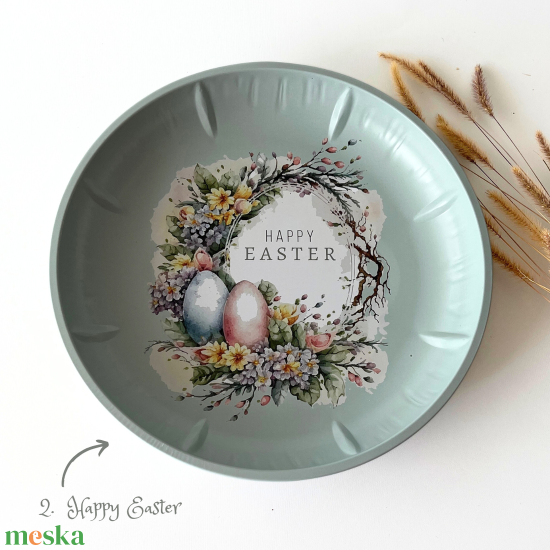 Dekor tányér fémből - Húsvéti mintákkal - kellékek & szerszámok - dekorációs kellékek - egyéb kellékek - Meska.hu