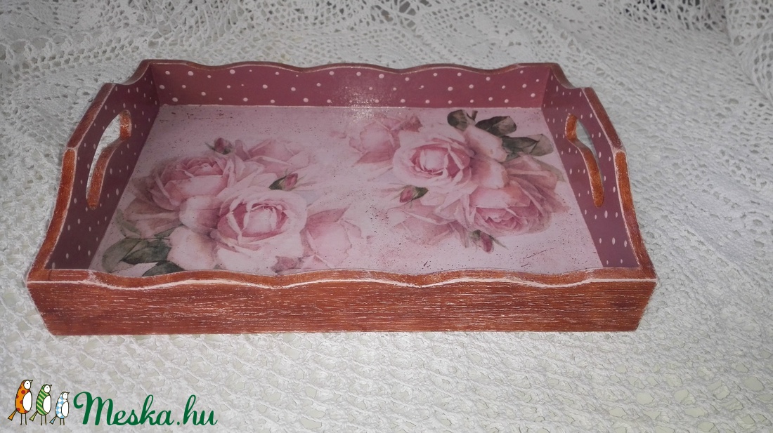 Vintage stílusú rózsás tálca fából - otthon & életmód - Meska.hu Vintage stílusú rózsás tálca fából - otthon & életmód - Meska.hu