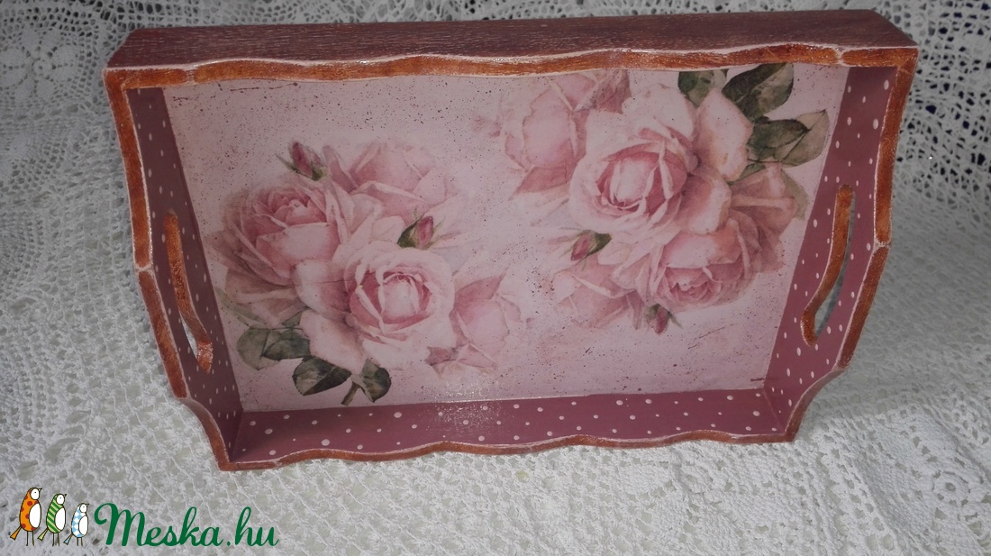 Vintage stílusú rózsás tálca fából - otthon & életmód - Meska.hu Vintage stílusú rózsás tálca fából - otthon & életmód - Meska.hu