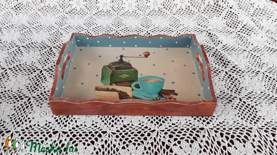 Tálca kávés mintával -  - Meska.hu