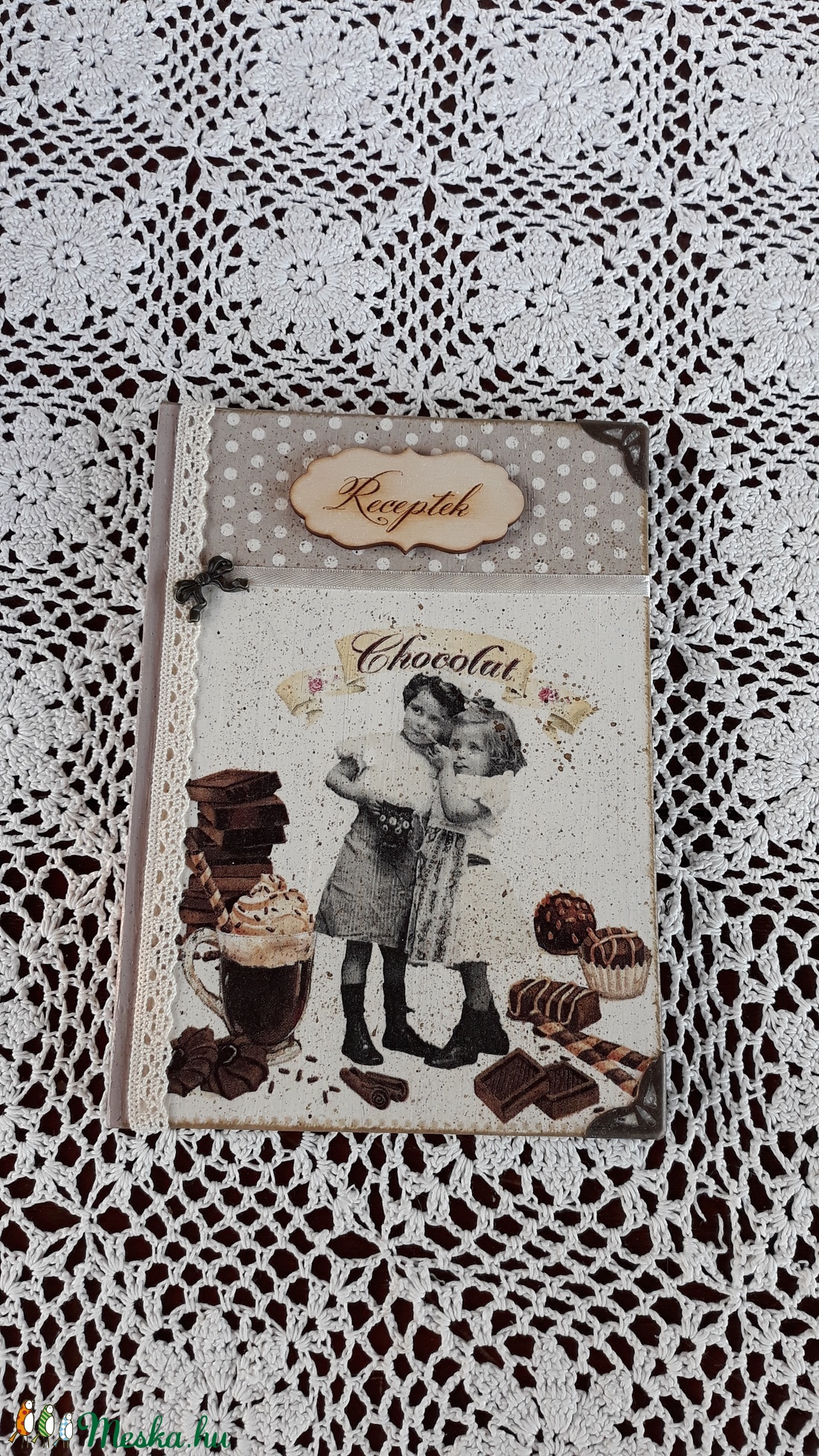 Receptfüzet csokis vintage stílusú mintával - - Meska.hu Receptfüzet csokis vintage stílusú mintával - - Meska.hu