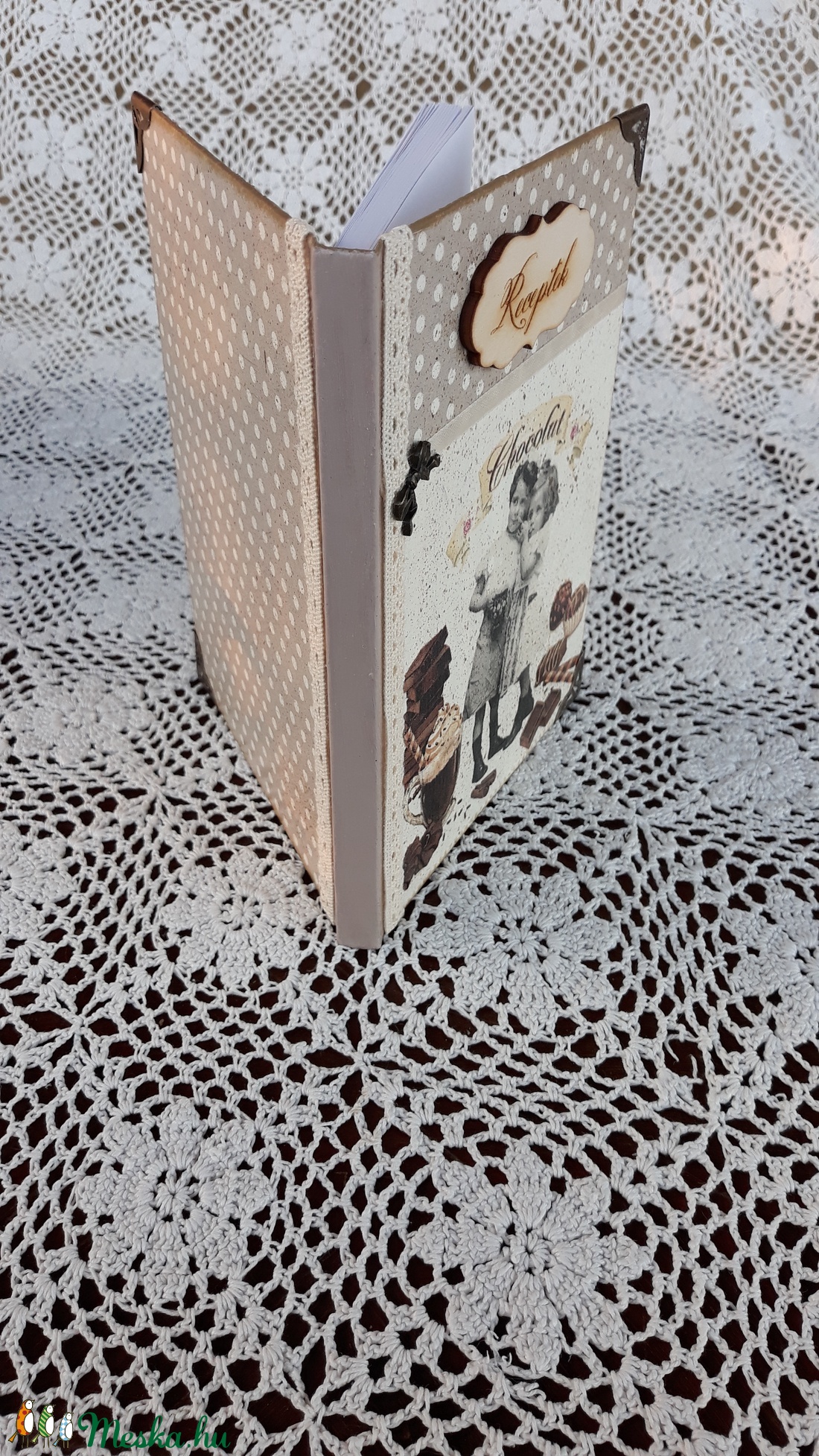 Receptfüzet csokis vintage stílusú mintával - - Meska.hu Receptfüzet csokis vintage stílusú mintával - - Meska.hu