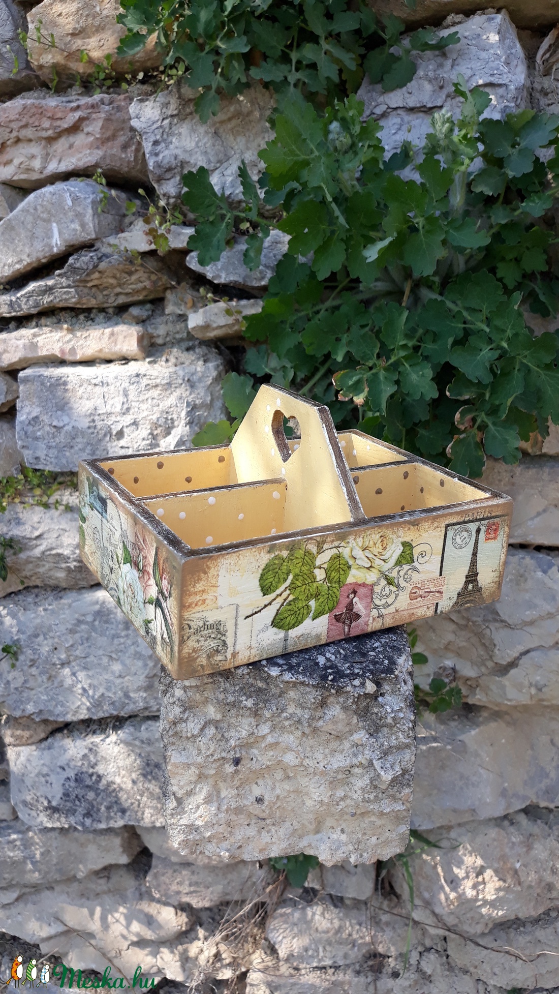 Vintage stílusú párizsi mintás tároló doboz osztott négyes - otthon & életmód - konyhafelszerelés, tálalás - Meska.hu Vintage stílusú párizsi mintás tároló doboz osztott négyes - otthon & életmód - konyhafelszerelés, tálalás - Meska.hu