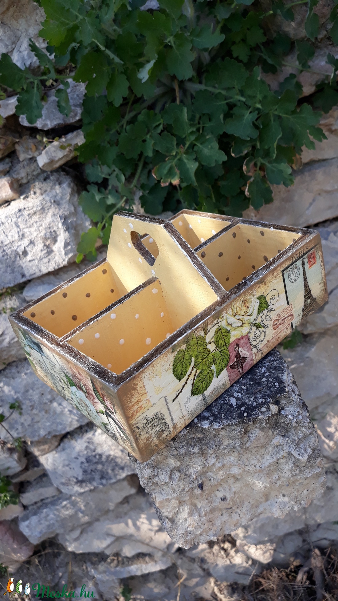 Vintage stílusú párizsi mintás tároló doboz osztott négyes - otthon & életmód - konyhafelszerelés, tálalás - Meska.hu Vintage stílusú párizsi mintás tároló doboz osztott négyes - otthon & életmód - konyhafelszerelés, tálalás - Meska.hu