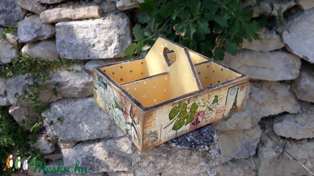 Vintage stílusú párizsi mintás tároló doboz osztott négyes - otthon & életmód - konyhafelszerelés, tálalás - Meska.hu Vintage stílusú párizsi mintás tároló doboz osztott négyes - otthon & életmód - konyhafelszerelés, tálalás - Meska.hu