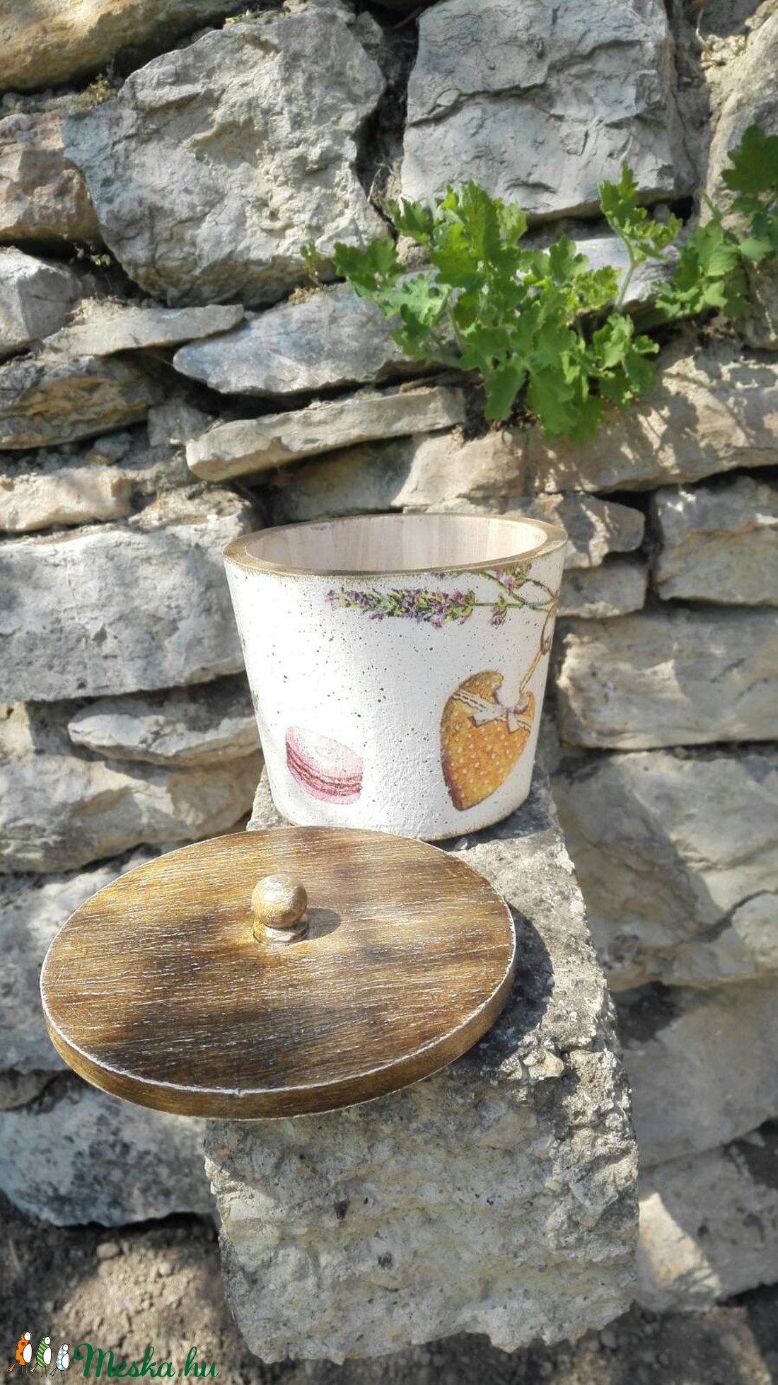 Vintage macaron és levendula mintás tároló doboz/cukortartó/kávétartó/keksz tartó - - Meska.hu Vintage macaron és levendula mintás tároló doboz/cukortartó/kávétartó/keksz tartó - - Meska.hu