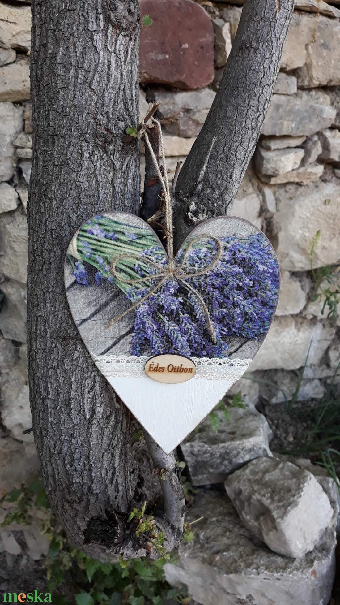 Levendulás szív alakú ajtódísz/lakásdekoráció - otthon & életmód - dekoráció - ajtó- és ablak dekoráció - ajtódísz & kopogtató - Meska.hu