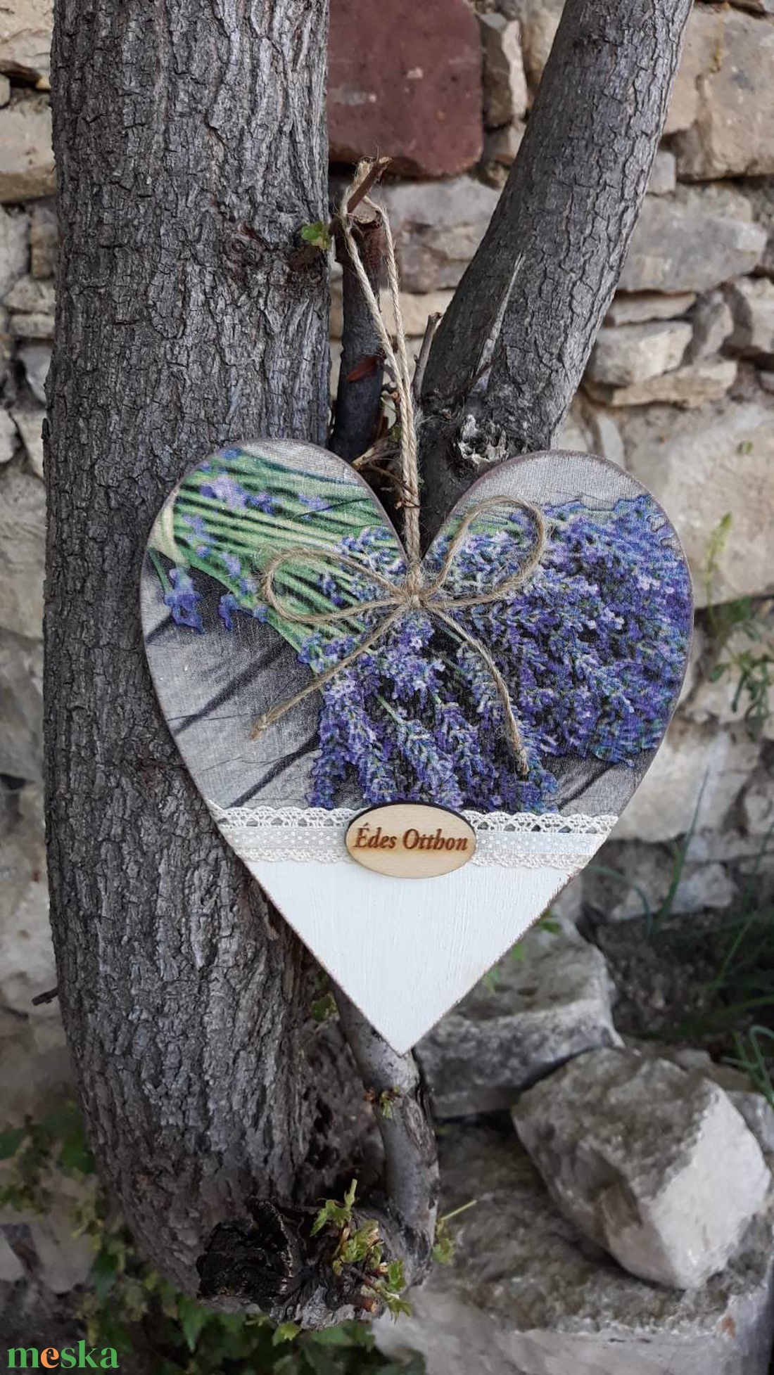 Levendulás szív alakú ajtódísz/lakásdekoráció - otthon & életmód - dekoráció - ajtó- és ablak dekoráció - ajtódísz & kopogtató - Meska.hu