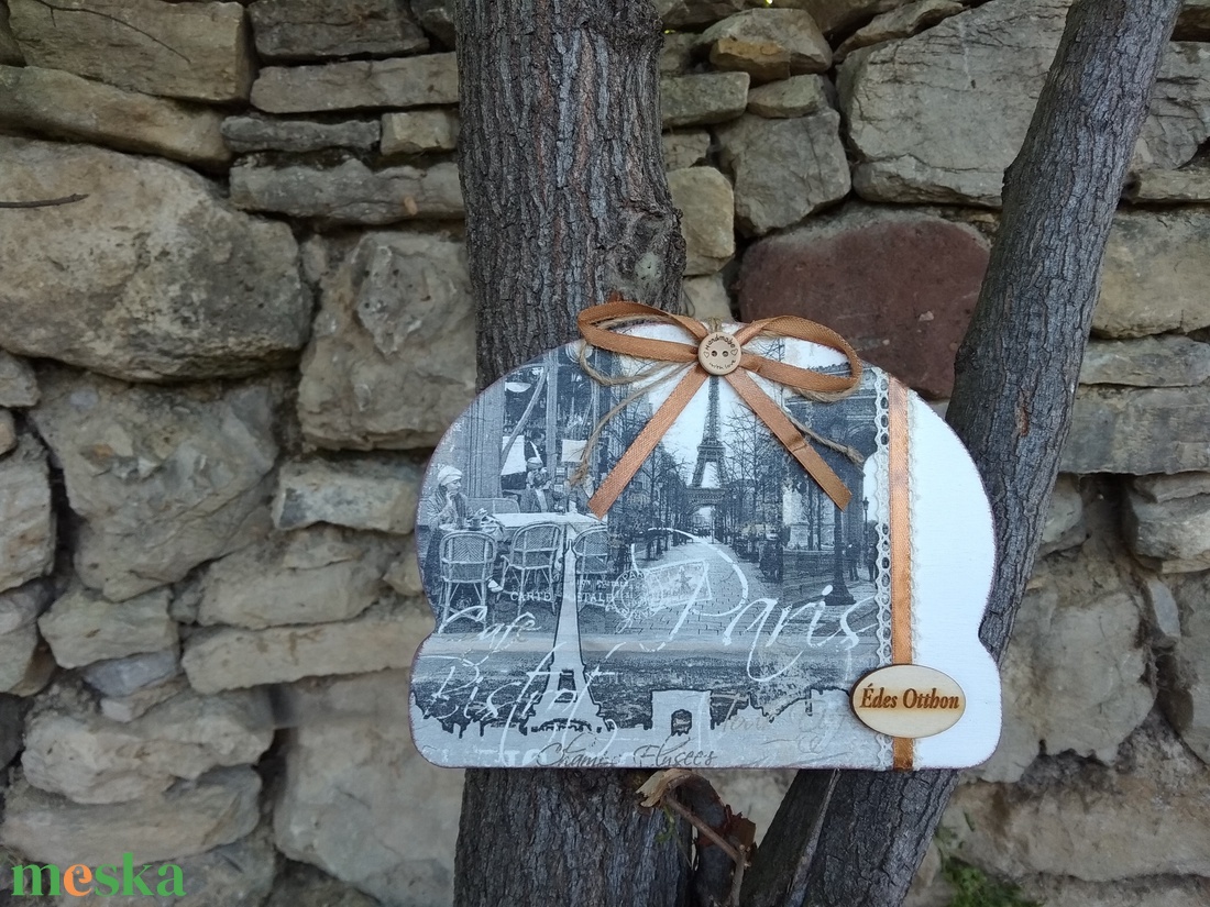 Vintage Párizs motívumos ajtódísz/lakásdekoráció - otthon & életmód - dekoráció - ajtó- és ablak dekoráció - ajtódísz & kopogtató - Meska.hu
