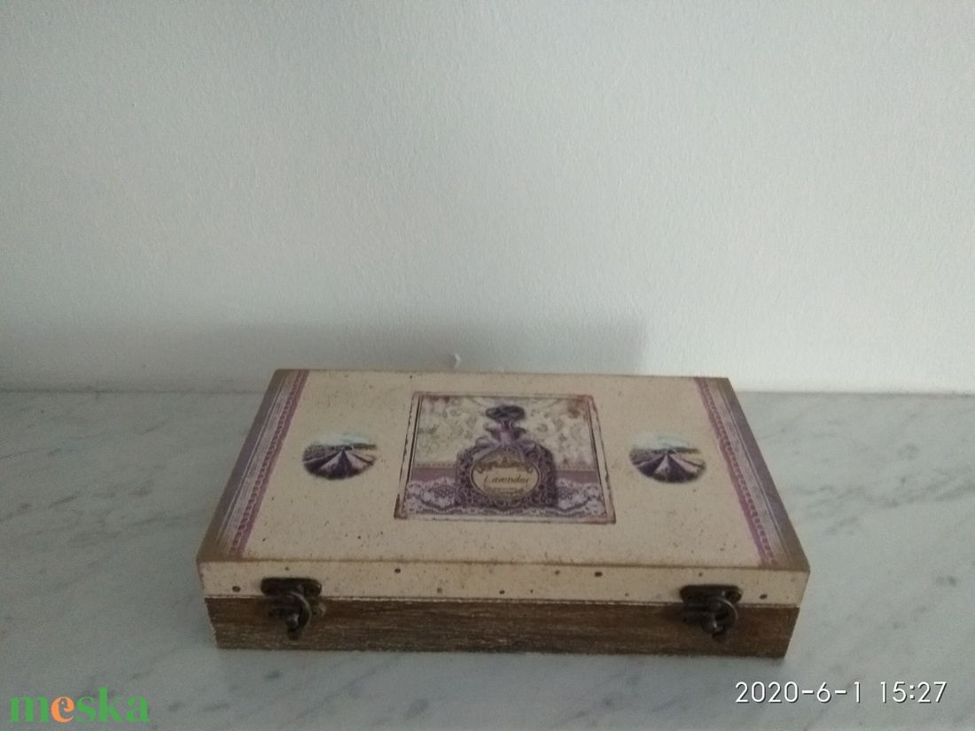  Vintage levendulás ékszertartó doboz/varrós doboz - ékszer - ékszertartó - ékszerdoboz - Meska.hu