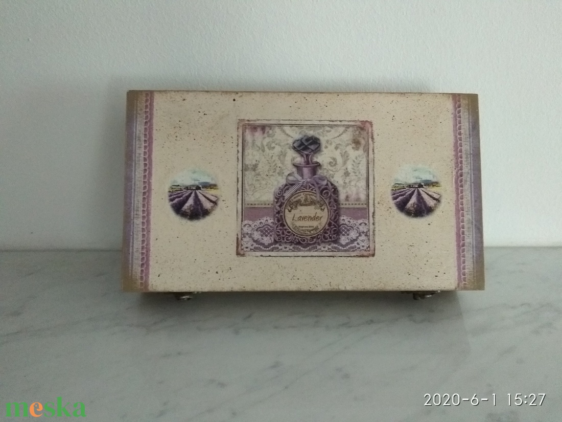  Vintage levendulás ékszertartó doboz/varrós doboz - ékszer - ékszertartó - ékszerdoboz - Meska.hu