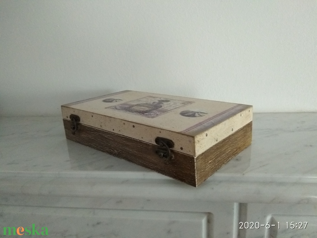  Vintage levendulás ékszertartó doboz/varrós doboz - ékszer - ékszertartó - ékszerdoboz - Meska.hu