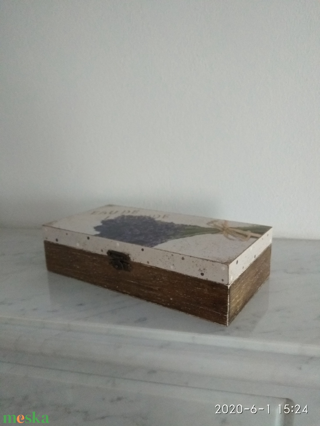  Vintage csokros levendulás ékszertartó doboz/varrós doboz - ékszer - ékszertartó - ékszerdoboz - Meska.hu