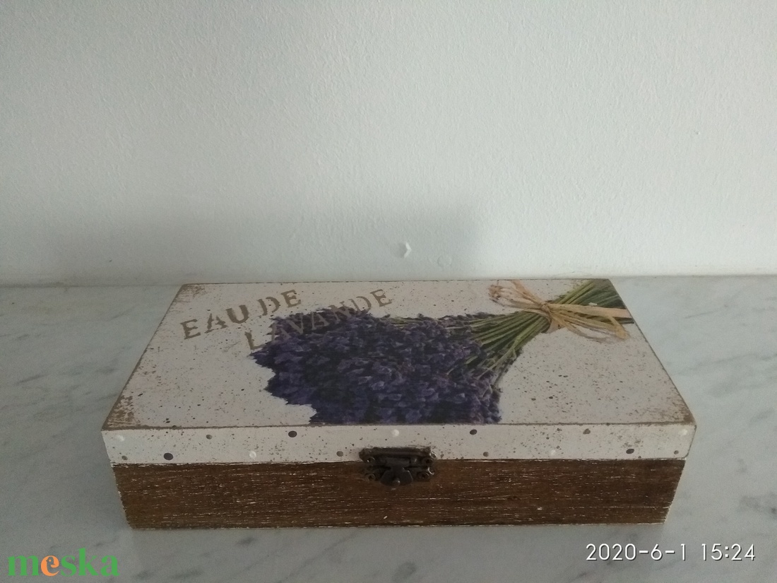  Vintage csokros levendulás ékszertartó doboz/varrós doboz - ékszer - ékszertartó - ékszerdoboz - Meska.hu