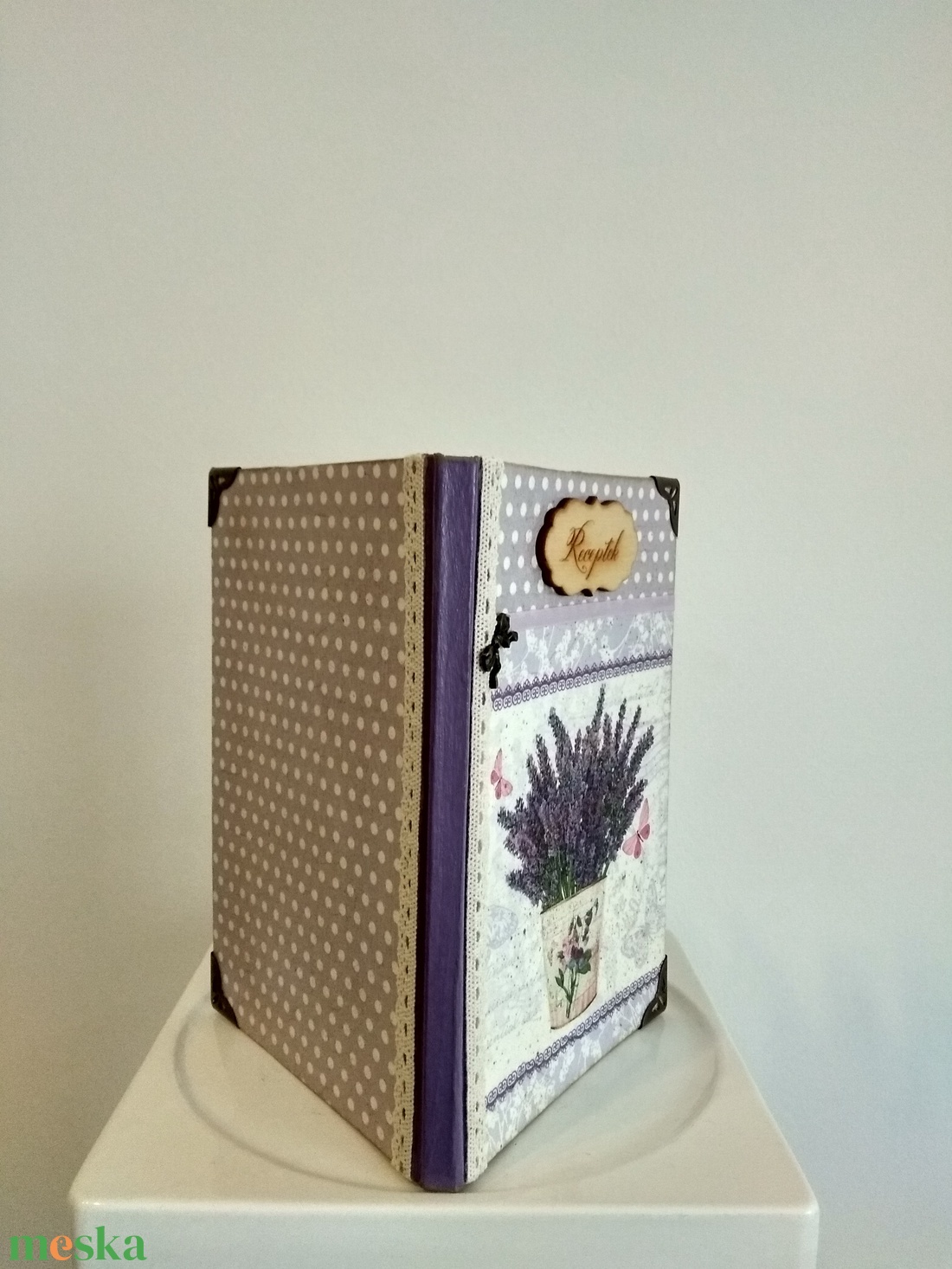 Receptfüzet csokros levendula mintával a vintage jegyében - otthon & életmód - konyhafelszerelés, tálalás - sütés, főzés - receptfüzet - Meska.hu
