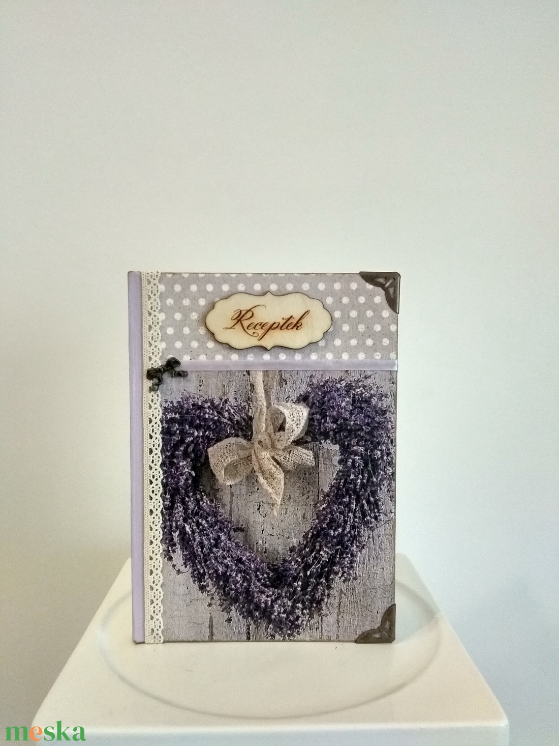Receptfüzet csokros levendula mintával a vintage jegyében - otthon & életmód - konyhafelszerelés, tálalás - sütés, főzés - receptfüzet - Meska.hu