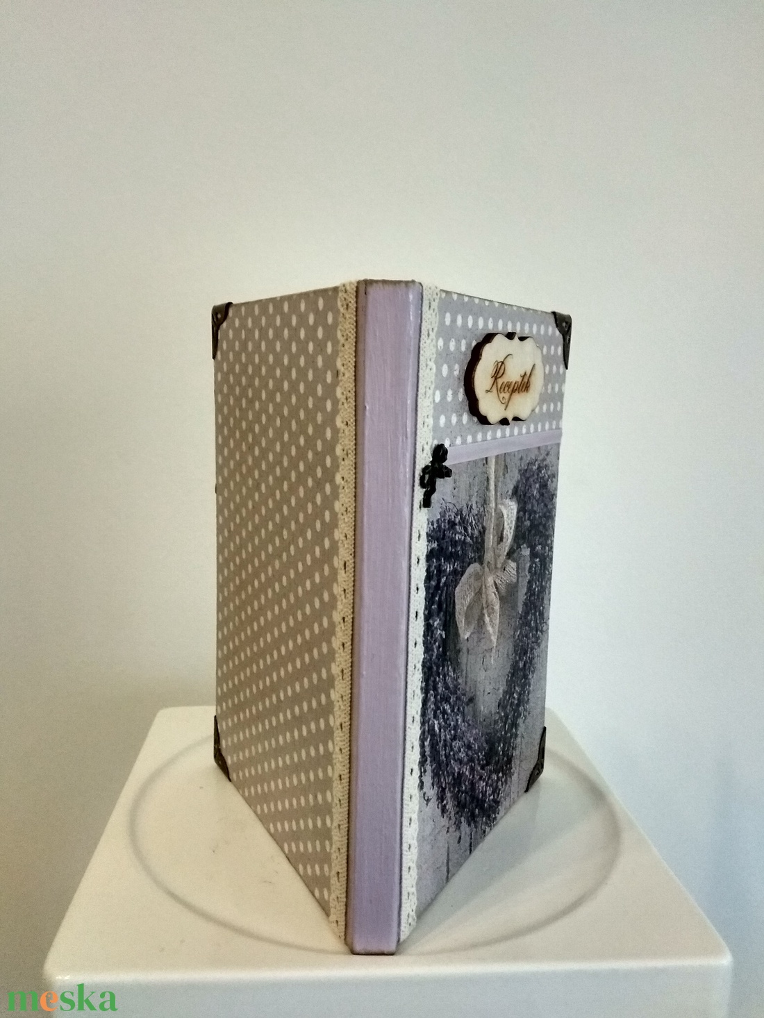 Receptfüzet csokros levendula mintával a vintage jegyében - otthon & életmód - konyhafelszerelés, tálalás - sütés, főzés - receptfüzet - Meska.hu