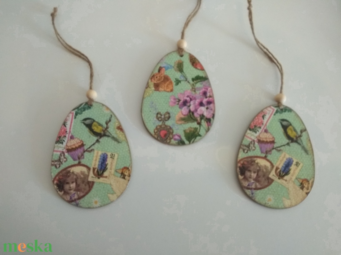 Felakasztható lapos húsvéti fa tojás / asztaldekoráció - otthon & életmód - dekoráció - fali és függő dekoráció - függődísz - Meska.hu