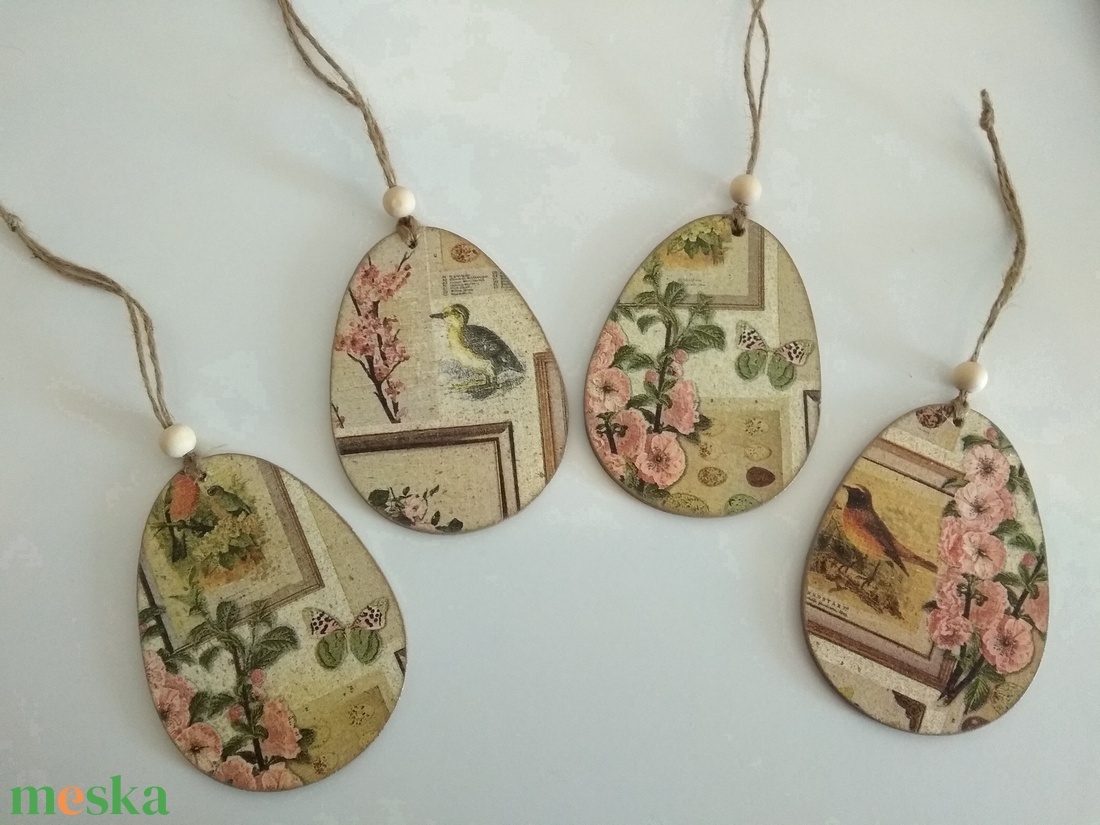 Felakasztható lapos húsvéti fa tojás / asztaldekoráció - otthon & életmód - dekoráció - fali és függő dekoráció - függődísz - Meska.hu