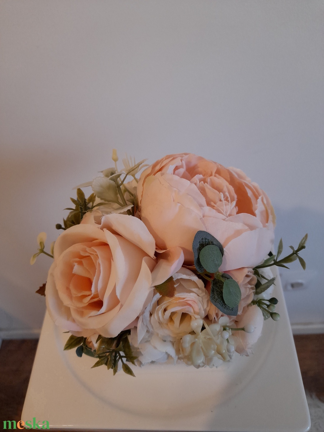 Virágbox / asztaldísz fa dobozban vintage  púder-bézs pasztell árnyalatokkal - otthon & életmód - dekoráció - virágdísz és tartó - virágbox, virágdoboz - Meska.hu