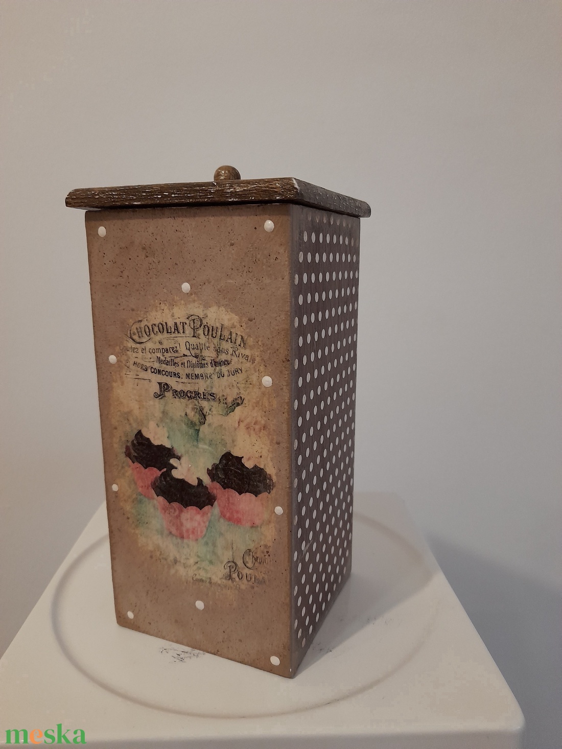  Vintage muffin mintás tároló doboz/cukortartó/kávétartó/keksz tartó - otthon & életmód - konyhafelszerelés, tálalás - konyhai tárolás - tea & kávé tárolás - Meska.hu