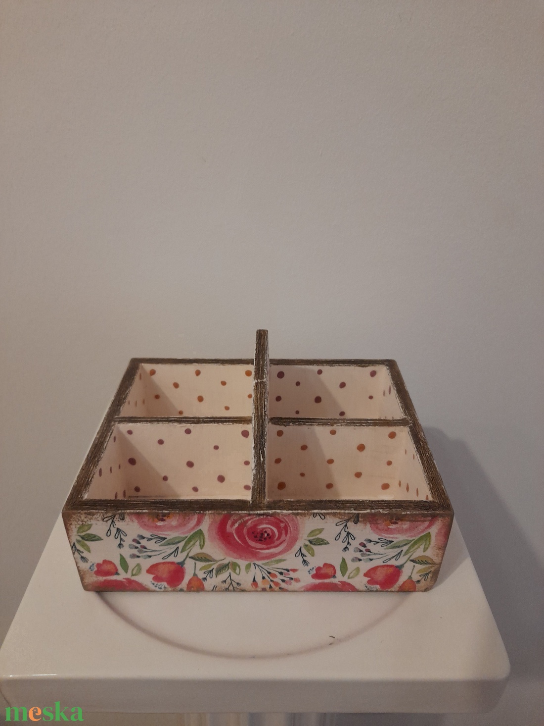Fa asztali tároló/ teafiltertartó / ékszertartó mintás - otthon & életmód - konyhafelszerelés, tálalás - konyhai tárolás - tea & kávé tárolás - Meska.hu